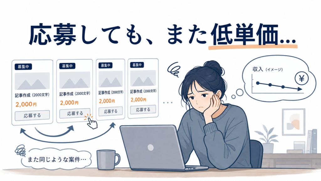 応募してもまた低単価の案件に留まる