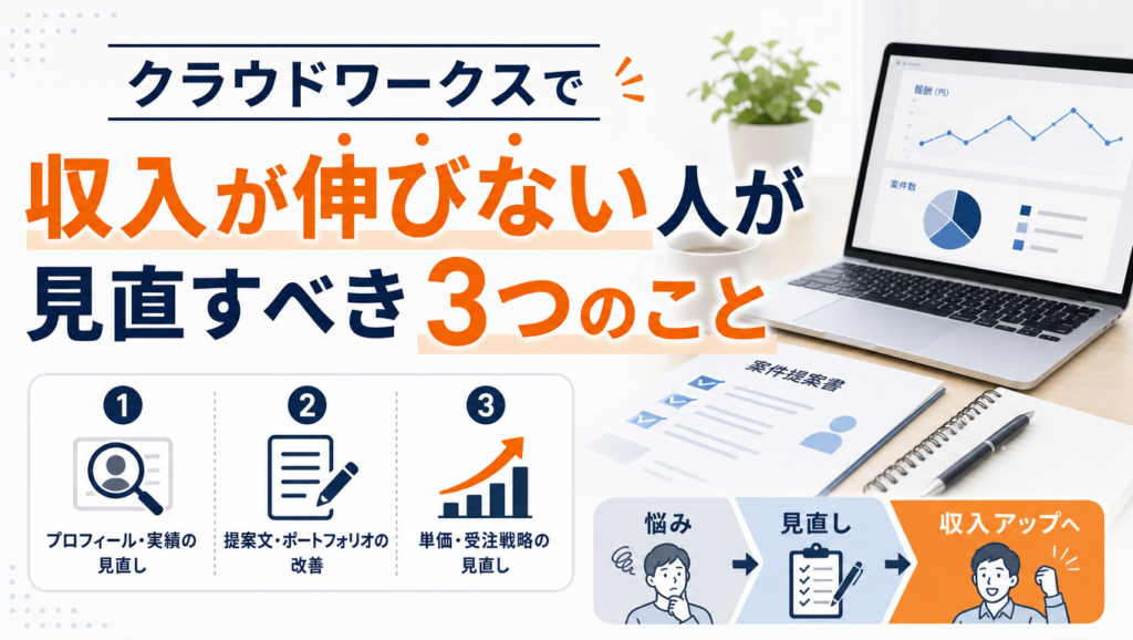 クラウドワークスで収入が伸びない人が見直すべき3つのこと